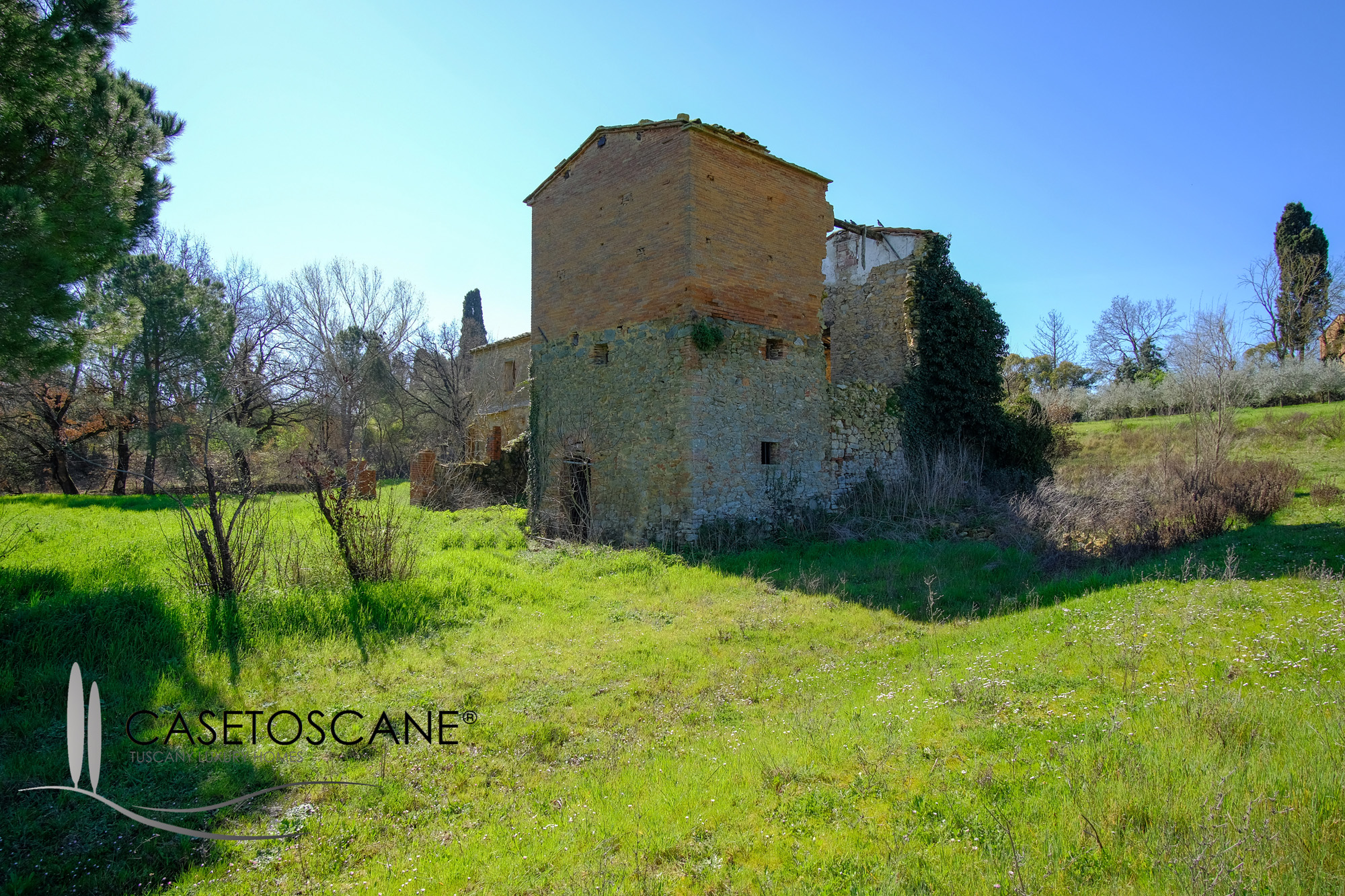 3182 - Antico casale completamente da ristrutturare, di circa mq.200 con ampio terreno agricolo di ha.2 con olivi e seminativo a Lucignano (AR).