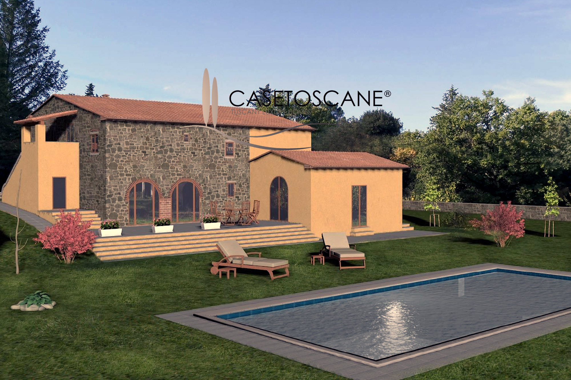 3240 - Antico casale di mq.280 da ristrutturare con terreno di oltre ha.1 e progetto approvato per la ristrutturazione a Monte San Savino (AR).