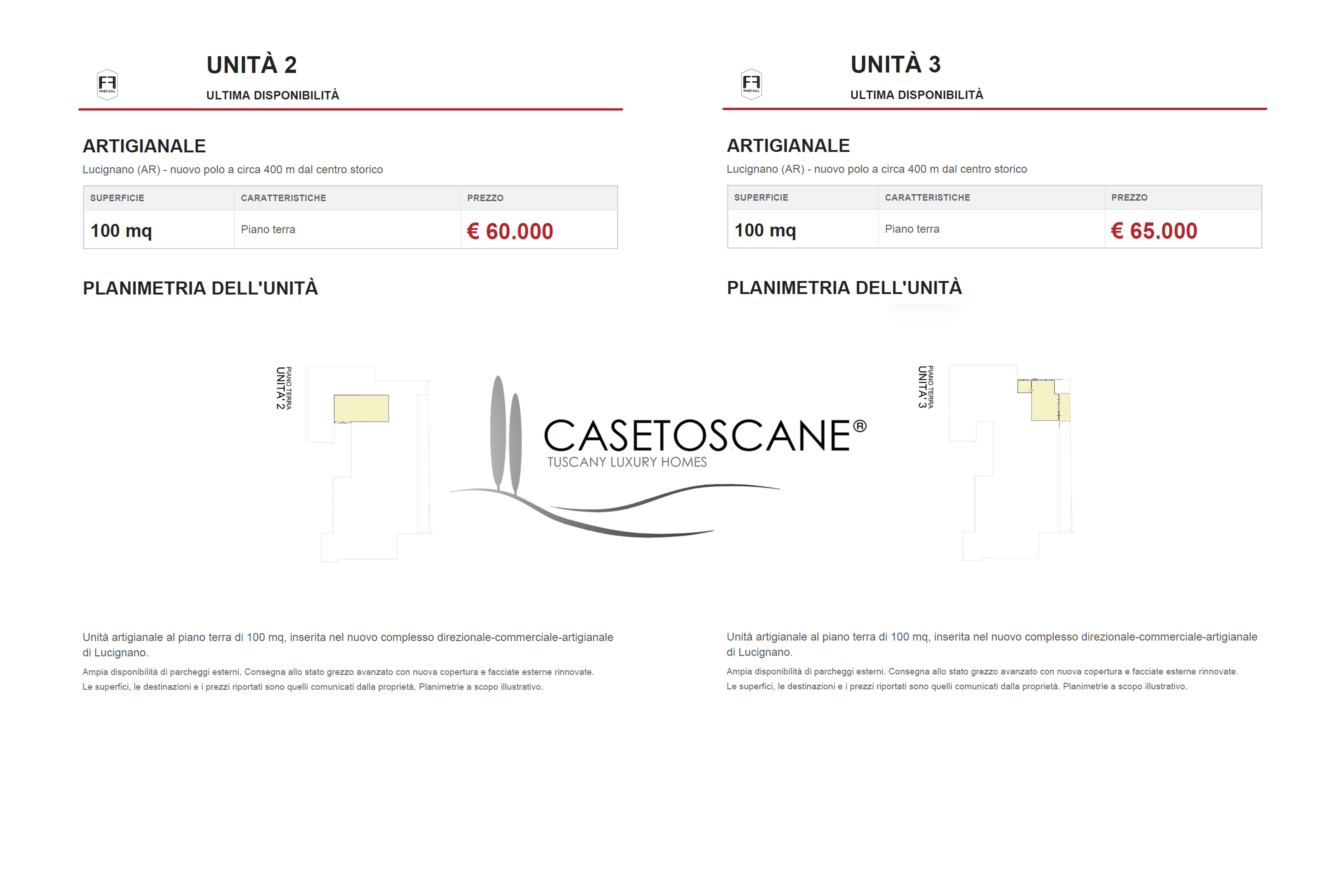 3241 - Ultime disponibilità di unità all'interno di nuovo polo direzionale - commerciale - artigianale a due passi dal centro storico di Lucignano (AR).