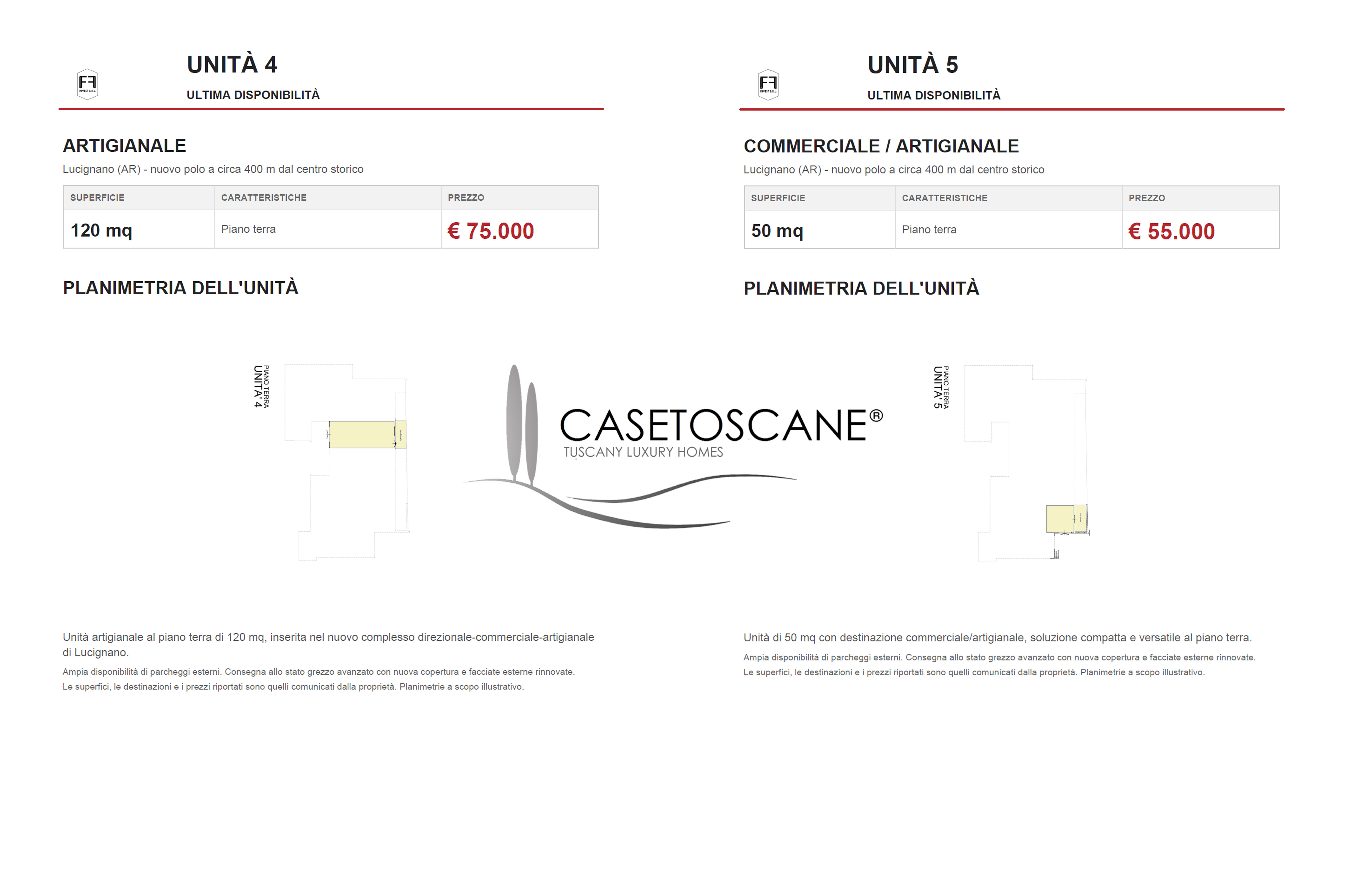 3241 - Ultime disponibilità di unità all'interno di nuovo polo direzionale - commerciale - artigianale a due passi dal centro storico di Lucignano (AR).