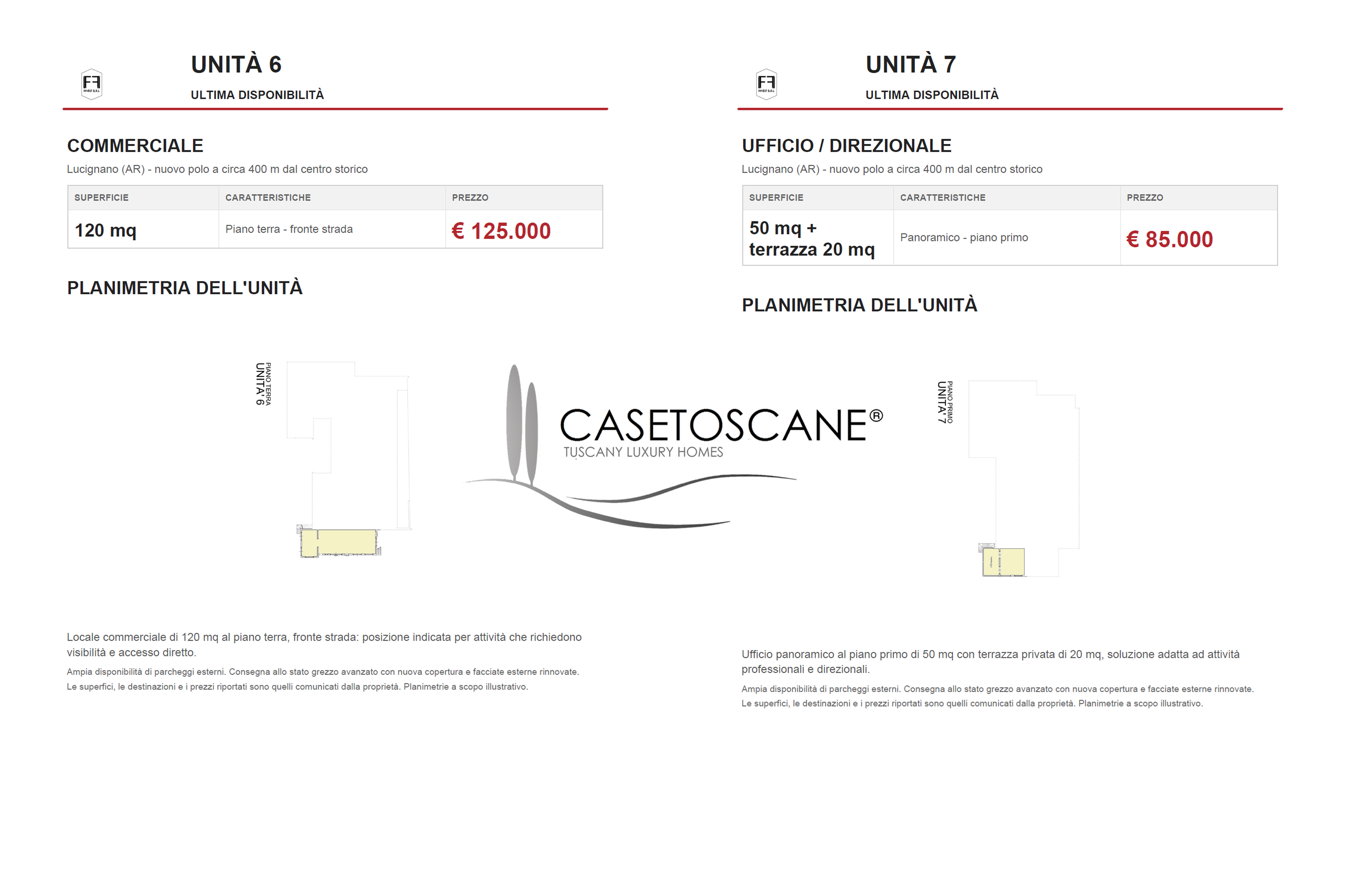 3241 - Ultime disponibilità di unità all'interno di nuovo polo direzionale - commerciale - artigianale a due passi dal centro storico di Lucignano (AR).