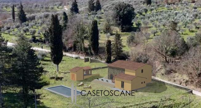 3240 - Antico casale di mq.280 da ristrutturare con terreno di oltre ha.1 e progetto approvato per la ristrutturazione a Monte San Savino (AR).